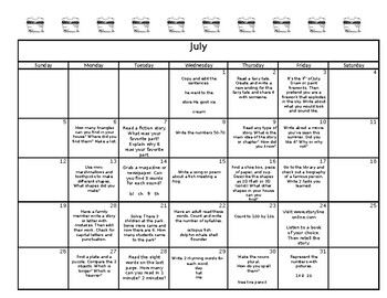 Summer Review Calendar- Kindergarten by C is for Coach | TpT