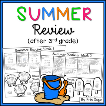 Preview of Summer Review For After 3rd Grade | Math and Language Arts