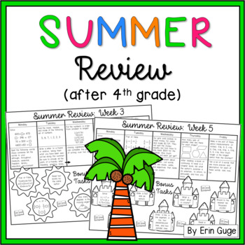 Preview of Summer Review For After 4th Grade | Math and Language Arts