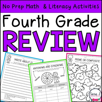 Preview of Summer Review Fourth Grade Summer Activity Packet