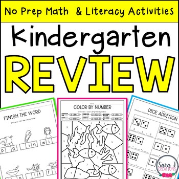 Preview of Kindergarten Summer Work Packet Review Math Worksheets