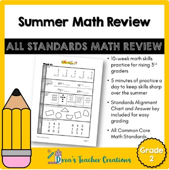 Preview of Summer Review Math for Rising 3rd Graders (2nd Grade Standards)