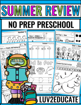 Preview of Summer Review NO PREP Preschool Packet