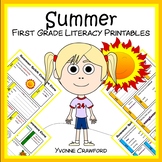 Summer Review No Prep Literacy Worksheets 1st grade | ELA 