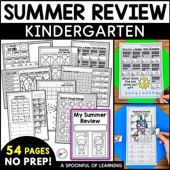 Preview of Summer Review Packet Kindergarten - End of the Year Review