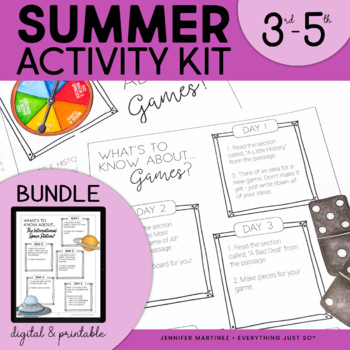 Preview of Summer Review Packet - NO PREP Reading Writing & Maker Activities BUNDLE