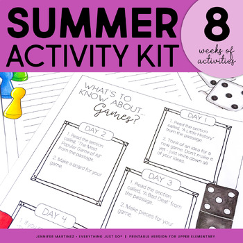 Preview of Summer Review Packet - Reading Writing & Maker Activities 3rd 4th 5th PRINTABLE