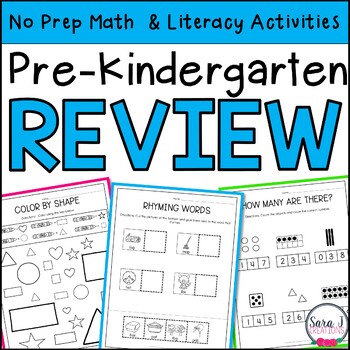 Preview of Summer Packet Review PreK Preschool Math and ELA Literacy Activities