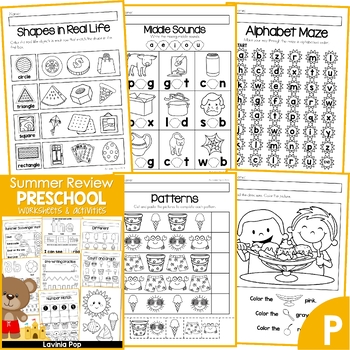 summer review preschool no prep worksheets activities by lavinia pop