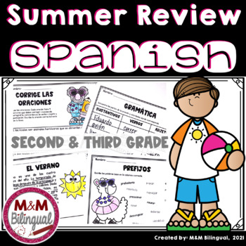 Preview of Spanish Summer Reading & Writing Review Activities (2nd and 3rd grade)