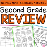 Summer Packet Review Second Grade Math Worksheets and ELA 