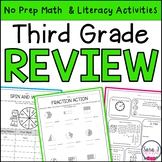 Third Grade Summer Review Packets Math Worksheets and ELA 
