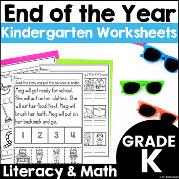 Preview of End of the Year Activities - Summer Literacy & Math Worksheets for Kindergarten