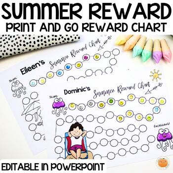 Preview of Summer Reward Sticker Chart - No Prep Summer Activities - Dollar Deal