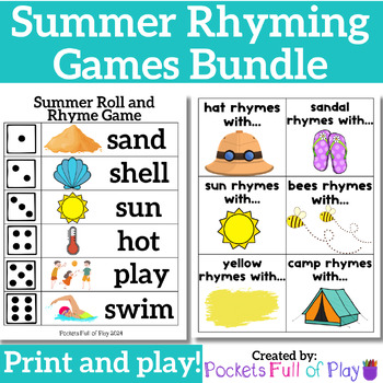 Summer Rhyming Games Bundle for Preschool and Kindergarten | TPT