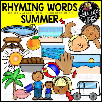 Preview of Summer Rhyming Words Clip Art Set {Educlips Clipart}