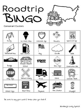 Summer Road trip Bingo- Articulation and Language Targets | TPT