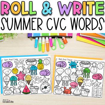 Preview of Summer Roll or Spin & Write- CVC Words | Word Families | Phonics