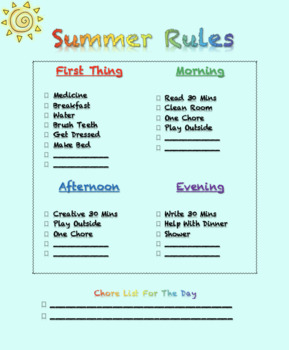 Preview of Summer Rules - Editable