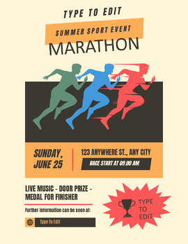 Preview of Summer Run Marathon Walk Flyers (4) Fully Customize your Flyer Ready to Edit!