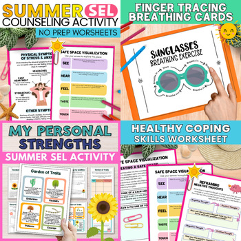 Preview of Summer SEL Packet Counseling Activities June Break Social Emotional Learning SEL