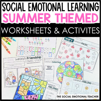 Preview of Summer SEL Social Emotional Learning Activity Worksheets