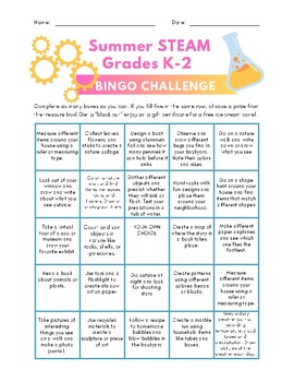 Preview of Summer STEAM Choice Board (K-12)