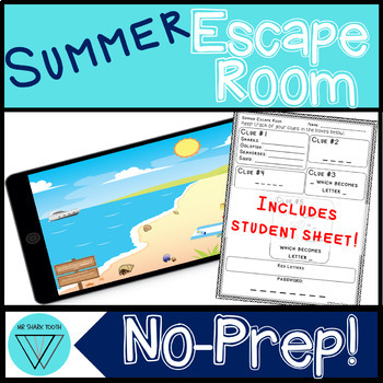 Preview of Summer STEM Escape Room - NO PREP Digital Breakout - Beach End of Year Activity