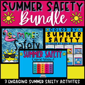 Preview of Summer Safety Bundle Classroom Lesson Game Show Color by Code