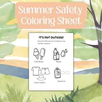 Preview of Summer Safety Coloring Sheet