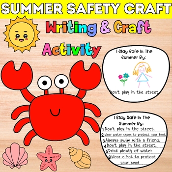 Preview of Summer Safety Craft End Of The Year Health Crab Craftivity for Kindergarten