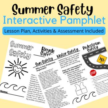 Preview of Summer Safety Pamphlet -Water, Bicycle, Sun, Pedestrian - w/ Lesson Plan
