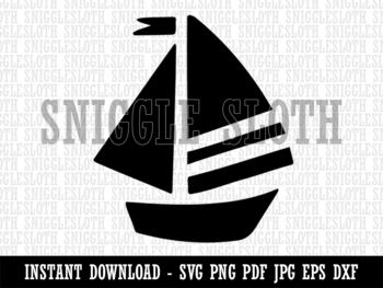 Summer Sailboat Sailing Clipart Digital Download SVG EPS PNG PDF AI DXF JPG