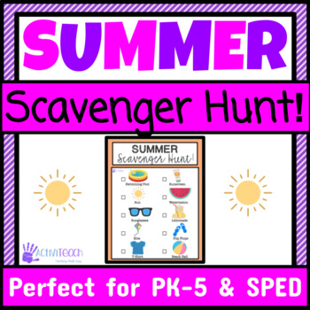 Preview of Summer Scavenger Hunt Activity | Preschool Elementary Special Education Summer