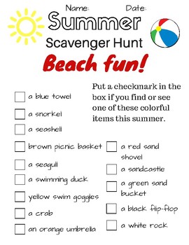 Prep Scholar Gate: Beach Scavenger Hunt Items