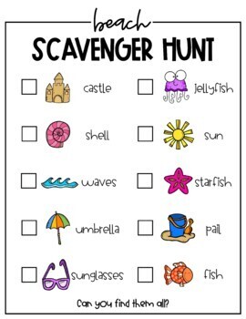 Beach Scavenger Hunt - Summer Activity by Where The Teaching Things Are