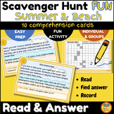 Summer Scavenger Hunt SEASIDE Theme - 10 Comprehension Car