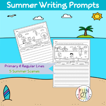 Summer Scene Writing Prompts Sentences Paragraph Word Bank Handwriting ...