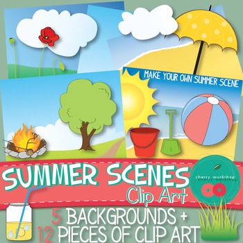 Preview of Summer Scenes {Make Your Own} - Clip Art - {Commercial Use}