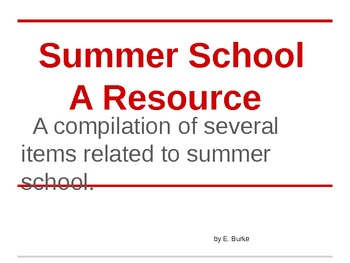 Preview of Summer School, A Resource