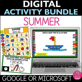 Preview of End of the Year Digital Activities Summer Games Bingo Memory Book Scavenger Hunt