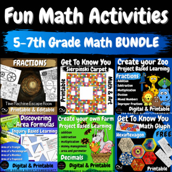 Preview of Summer School BUNDLE Math & Art Project Based Learning PBL Escape Room Discovery