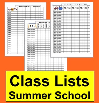 Summer School Class List Templates-3 To Choose From