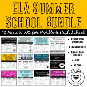 Preview of Fun & Creative Summer School ELA Bundle for Middle & High NO PREP!