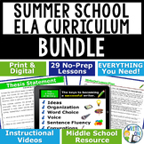 Summer School Middle School ELA Curriculum Bundle - Writin