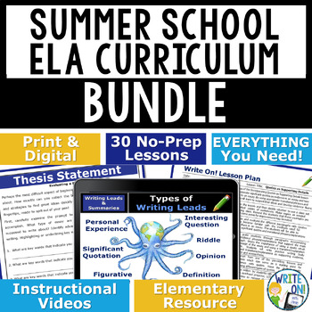 Preview of Summer School Elementary ELA Curriculum Bundle - Writing, Grammar, Vocab