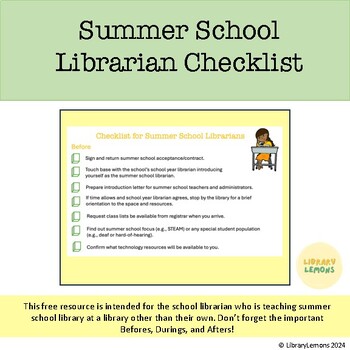 Preview of Summer School Librarian Checklist