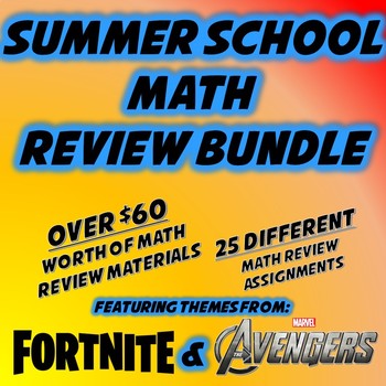 Preview of Summer School Math Activity Bundle - Featureing Fortnite and Avengers Themes