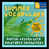 Summer School Morning Work-Digital Vocabulary and Graphic 