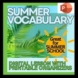 Summer School Morning Work-Digital Vocabulary and Organizers